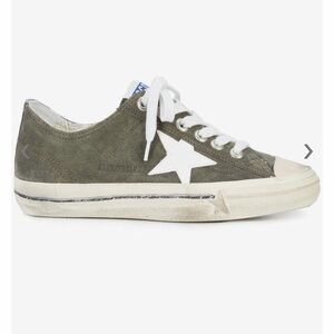 Golden Goose Olive Suede Sneakers with White Star